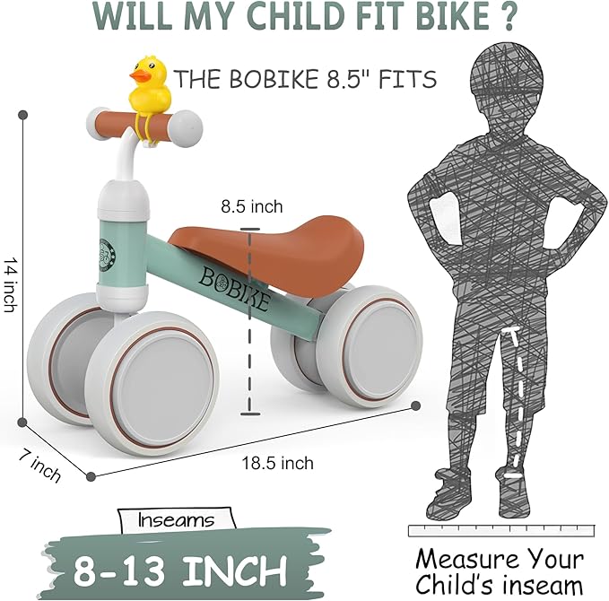 Baby Balance Bike Toys for 12-36 Months Kids Toy Boy and Girls Gifts Toddler Best First Birthday Gift Children Walker No Pedal Infant 4 Wheels Bicycle (Classic, Light Green)