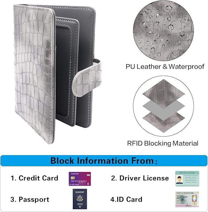 Melsbrinna Rfid Passport Holder for Travel women/Men, Cute Passport Wallet Rfid Blocking Card Slots, Rfid Passport Cover/CaseTravel Wallet, Passport Book Holder (1, Grey)