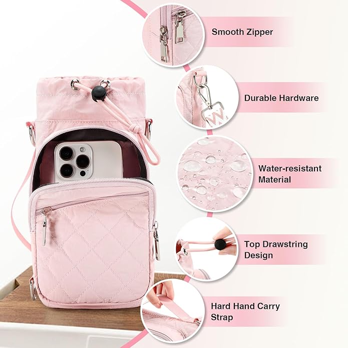 Water Bottle Carrier Bag with Strap, Water Bottle Holder Crossbody Bags for Women Men for Walking, Hiking,Cycling