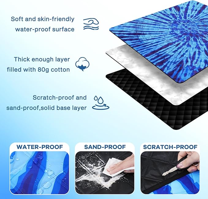 Genovega Waterproof Sandproof Beach Blanket Picnic Outdoor Mat Extra Large Foldable Sand Free Big Giant XL Car Essential Roadtrip Gadget Rv Accessories Gear Must Haves Hiking Items Necessities