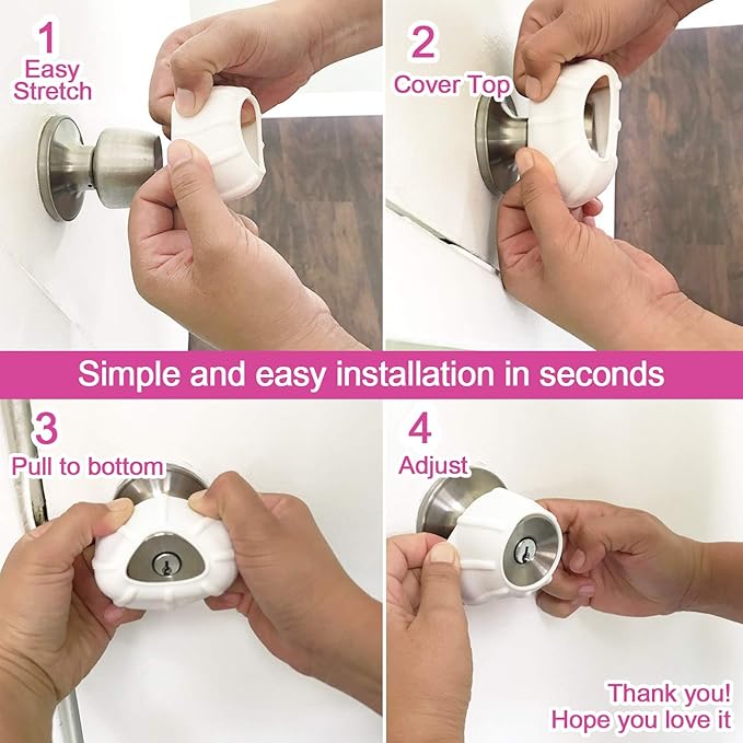 Enjoy Cover - 2 Pack Silicone Door knob Grips Maximum Grip Nonslip Arthritis & Senior Living Aids Grippy Easy Open Fits All Door Knob Universal Size Decorative (Black)