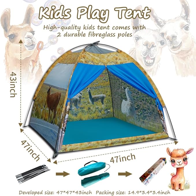 Kids' Alpaca Tent - Fun Pop-Up Playhouse for Boys and Girls - Easy Setup, Indoor/Outdoor Adventure Tent - 47" x 47" x 43"