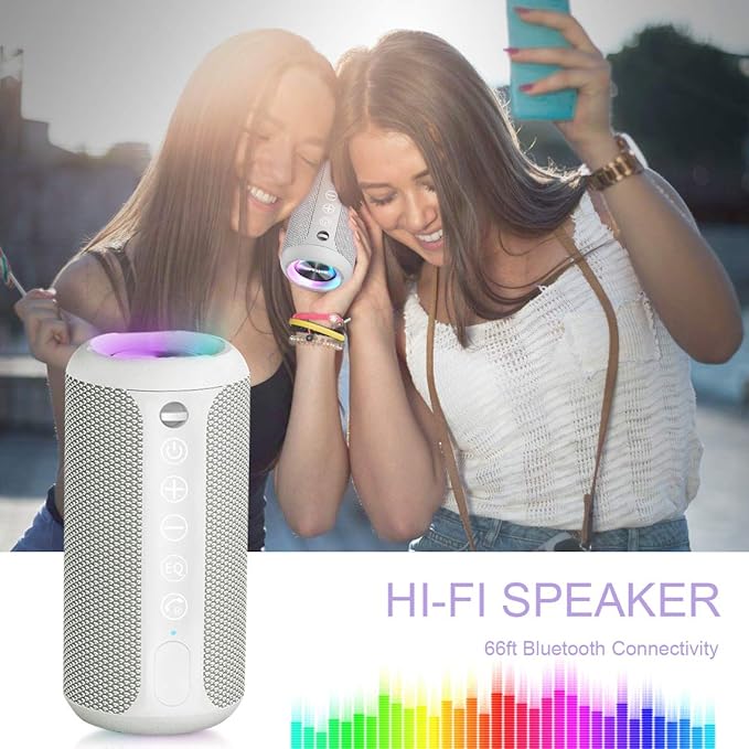 Ortizan Portable Bluetooth Speaker, IPX7 Waterproof Wireless Speaker with 24W Loud Stereo Sound, Outdoor Speakers with Bluetooth 5.0, 30H Playtime,66ft Bluetooth Range, Dual Pairing for Home