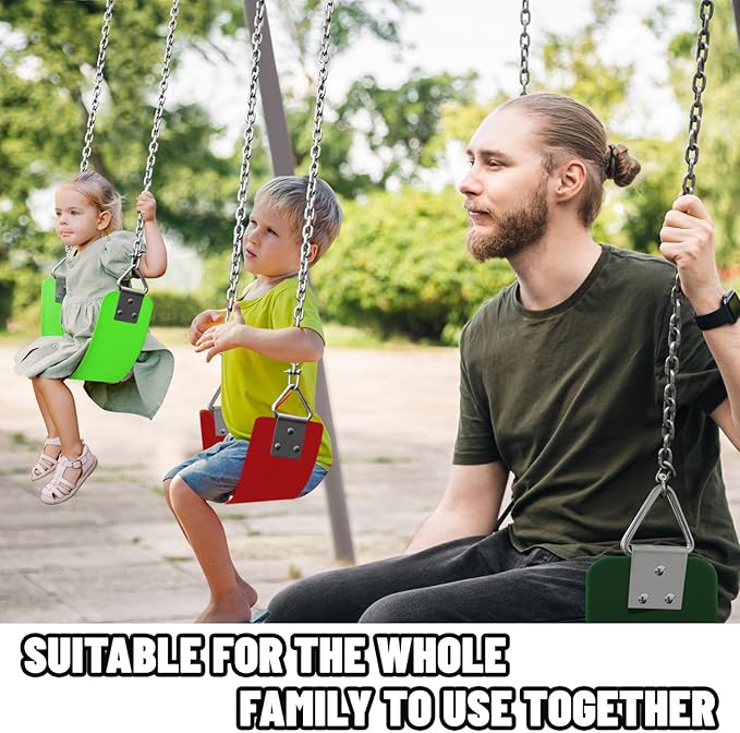 Swing Set for Kids-Play Swing for Adults with Stainless Steel Mental Taiangle Ring-Suitable for Family Backyard