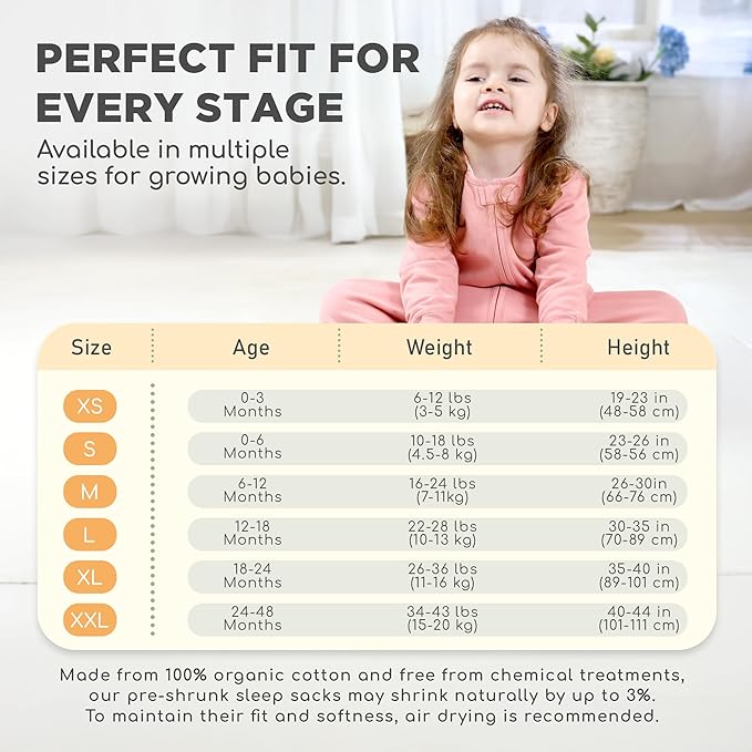 Mama Cheetah Baby Sleep Sack with Sleeves, 0.5 TOG Organic Cotton Wearable Blanket and Two-Way Zipper, Swaddle Transition Long Sleeve Sleeping Bag for Newborn Infant Toddler, 24-48 Months