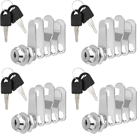 Zoofen 4 Pcs Cabinet Locks with Keys 1-1/8" Long Cam Locks Keyed Different Rustproof Mailbox Locks,RV Locks,Drawer Locks Fits on 0.4" Max Panel Thickness