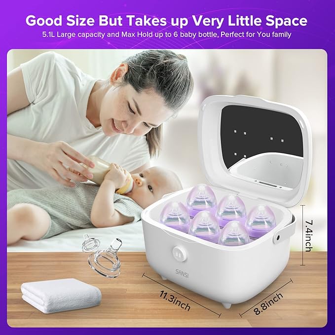 SANSI 15W UV Light Sanitizer Box with 360° UVC Chips, Sanitizes in 5 Minutes 5.1L Large Capacity Sanitizer for Baby & The Whole Family