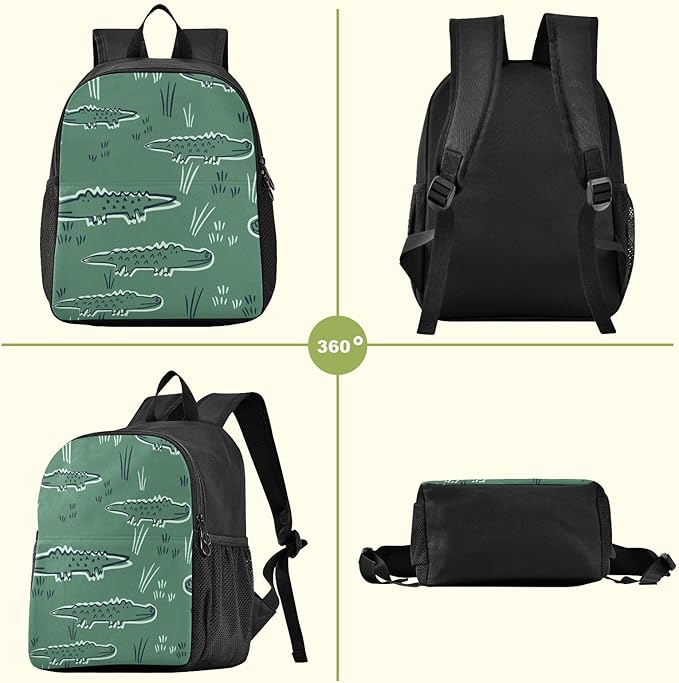 Cute Alligator Crocodile Toddler Backpack Waterproof Mini Backpack Boys/Girls Cute Small Backpack Kindergarten Pre School Bags (M