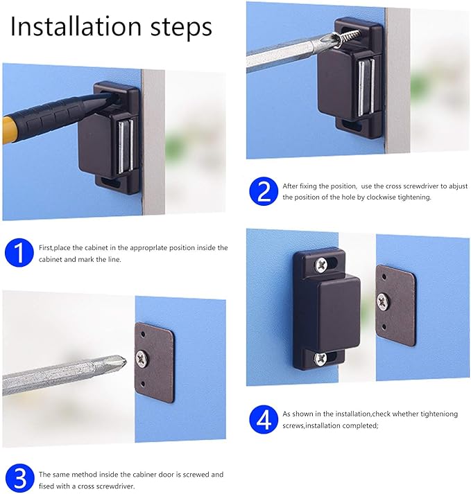 Antrader 12-Pack 10-15lbs Magnetic Cabinet Door Catch Plastic Stop Holder Closet Latch with Screws, 1.6" x 0.8" x 0.5", Brown
