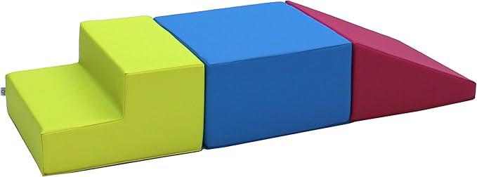 Factory Direct Partners - 11618-LMRS SoftScape Toddler Playtime Climber, Indoor Active Play Structure for Toddlers and Kids, Safe Soft Foam for Crawling and Sliding (3-Piece Set) - Lime/Raspberry