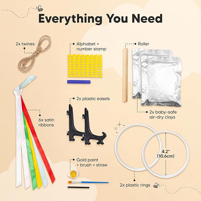 Baby Hand and Footprint Kit Girls, Boys - Personalized Baby Footprint Ornament Kit, Newborn Keepsake Gifts for New Mom, Easy to Use Handprint Makers, Cute Shower Gifts (Gold Paint, Cherish)