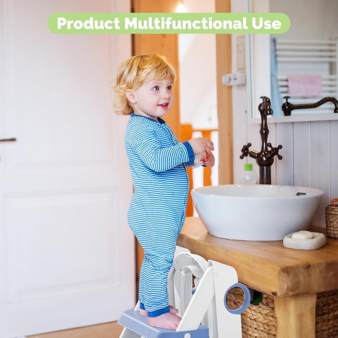 Toilet Seat, Potty Training Seat for Toddler, Upgraded 2-in-1 Potty Toilet Training for Boys and Girls,Waterproof Cushioned Mat with Non-slip Step Stool