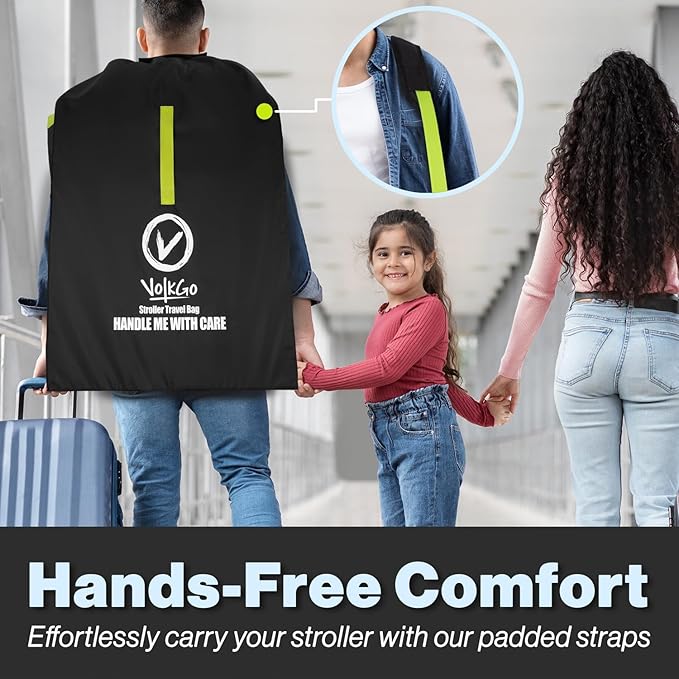 V VOLKGO Stroller Bag for Airplane, Large Cover for Airtravel, Jogger & Umbrella Stroller Cover for Travel - Fits Most Sizes, Gate Check Bag, Heavy Duty Durable Infant carrier covers for Air Travel