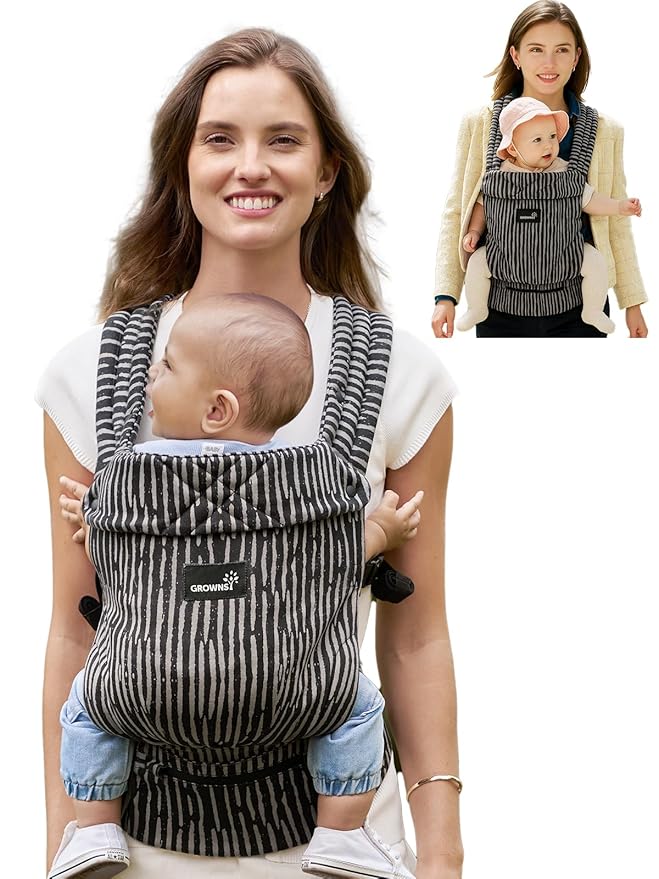 GROWNSY Baby Carrier Newborn to Toddler, Ergonomic Baby Toddler Carrier Wraps with Head Support, Easy to Wear, Infant Carrier Baby Gift, Travel and Hiking Friendly, for 7 to 44 lb (Flow-Stripe)