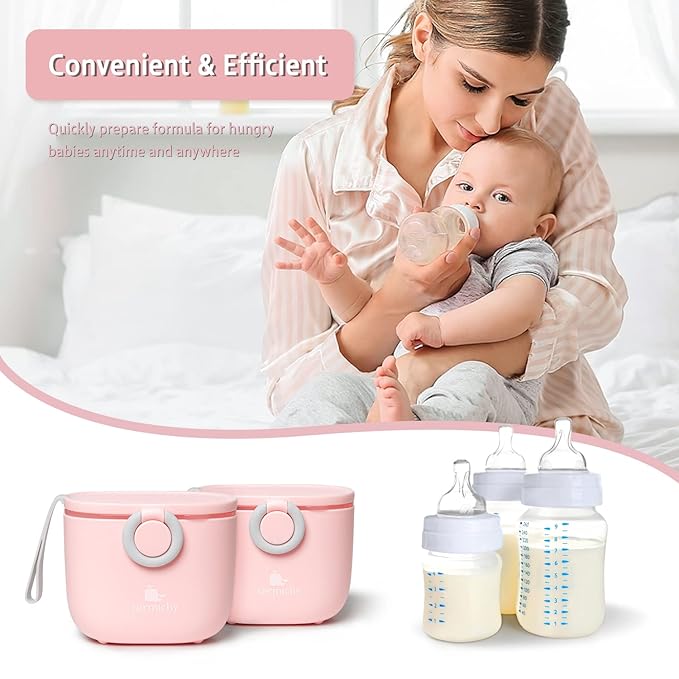 Termichy Baby Formula Dispenser, Portable Milk Powder Dispenser Container with Carry Handle and Scoop for Travel Outdoor Activities with Baby Infant, 8.8OZ, 0.55LB, 250g, 500ml (Pink)
