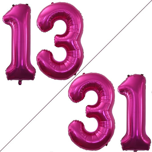 GOER Number 13 Balloons for 13th Birthday Sweet 13 Party Decorations,42 Inch Jumbo Foil Helium 31 Balloons for 31st Birthday Party Decoration (Bright Peach)