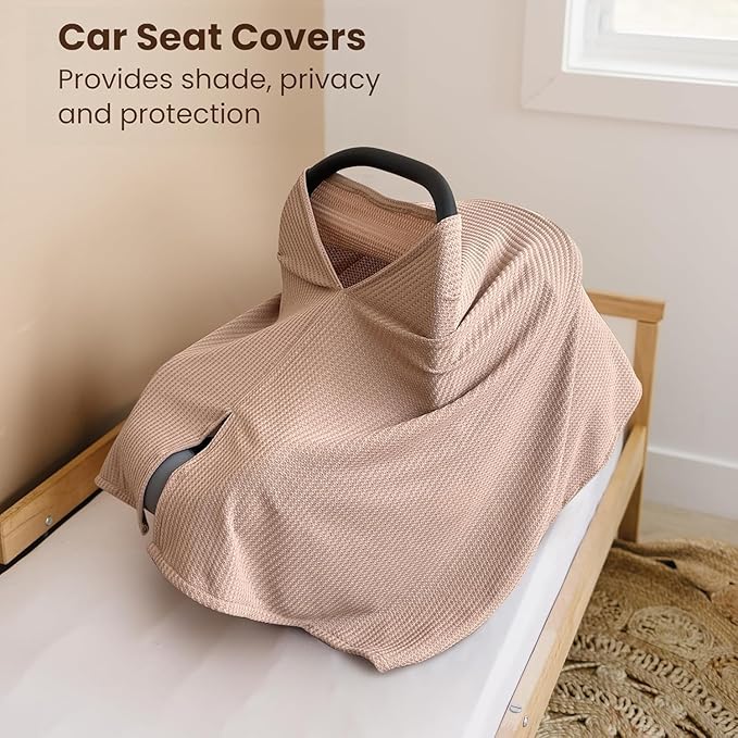 Konssy Nursing Cover for Breastfeeding, Soft & Breathable Privacy Poncho, Multi-Use Feeding Shawl, Comfortable & Portable Breastfeeding Cover for Women (Camel)