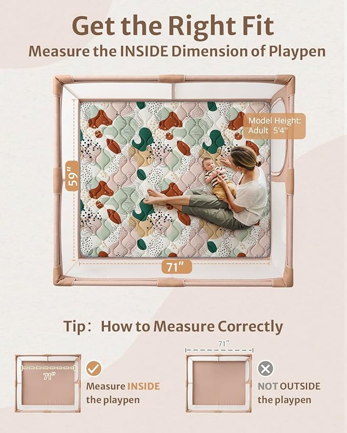 Blissful Diary Baby Play Mats for Floor, 71x59 Inch Thicker Foam Playmats for Babies and Toddlers, Soft Cushioning Baby Crawling Mat, Modern Abstract