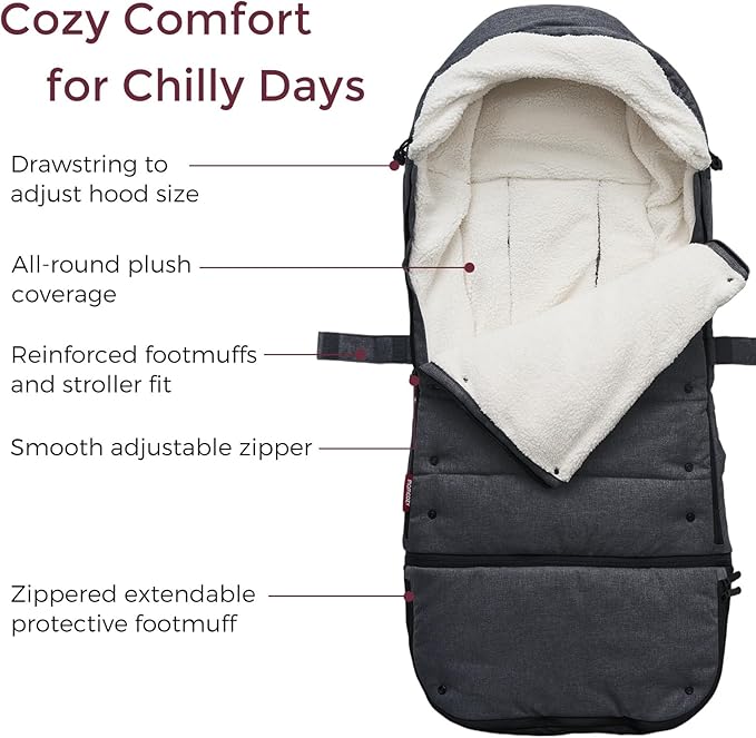 Momcozy Stroller Footmuff | Universal, Weather-Proof, Warm Stroller Bunting Bag | Extendable Winter Cover | Adjustable Buckle