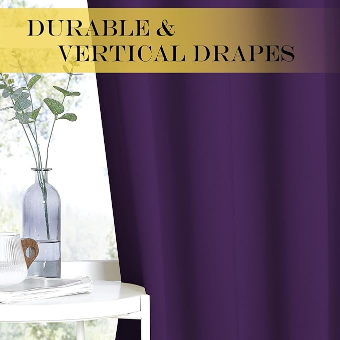 NICETOWN Room Darkening Curtains for Nursery, Grommet Thermal Insulated Light Blocking Window Treatments Sound Reducing for Bedroom, W37 x L72, 2 Panels, Royal Purple