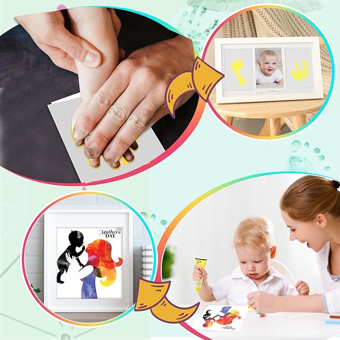 75ml Yellow Baby Hand and Footprint Ink Kit, Baby Handprint Footprint Paint for Newborn Keepsake, Dog Cat Paw Print Kit, Washable, Non Toxic Acid-Free, Safe Gentle for Ideal New Mom Gifts