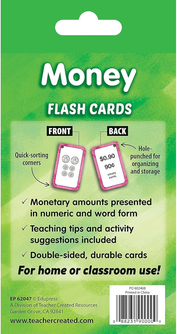 Teacher Created Resources Money Flash Cards (EP62047) 3-1/8" x 5-1/8"