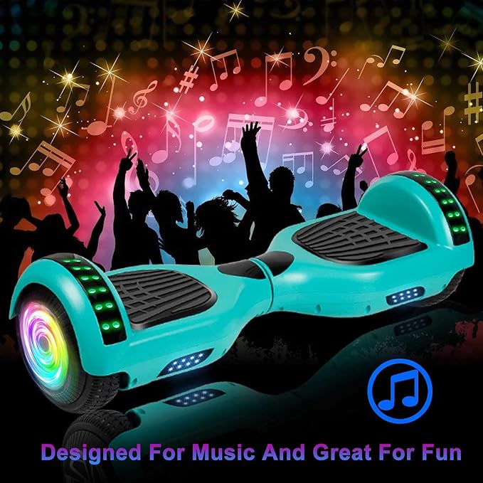 SISIGAD Scooters for Kids Ages 6-12, with Built-in Bluetooth Speaker and 6.5" Colorful Lights Wheels, Safety Certified Self Balancing Scooter Gift for Kids