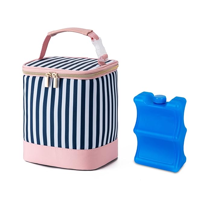 Breastmilk Cooler Bag with Ice Pack Fits 4 Baby Bottles Up to 9 Ounce, Baby Bottle Cooler Bag Suitable for Nursing Mom Daycare, Straps