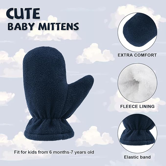 BAVST Baby Toddler Winter Mittens Girls Warm Fleece Lined Gloves Kids Sherpa Lined Mittens for Boys