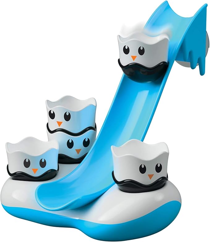 Fat Brain Toys Waddle Bobbers, Kids Bath Toys, Bath Time Fun Playset with Floating Penguins