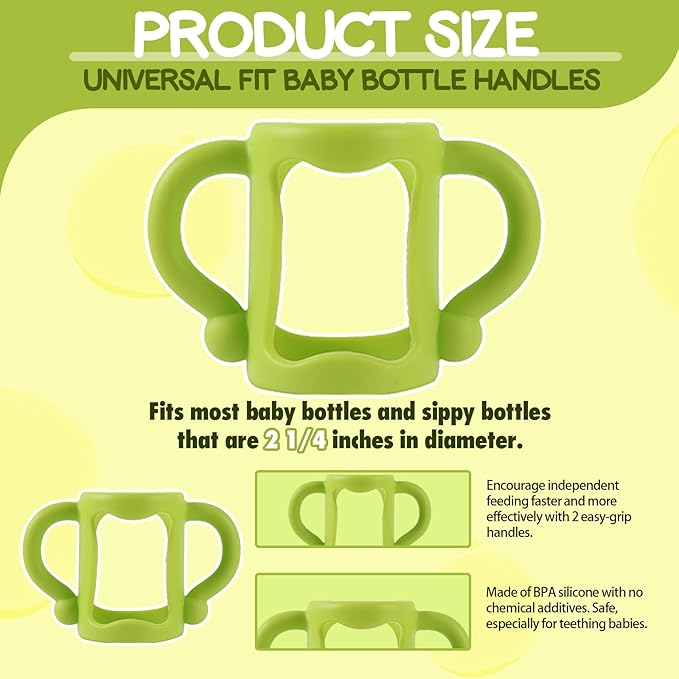 TonGass (4-Pack) Bottle Handles for Dr Brown Narrow Baby Bottles with Easy Grip Handles to Hold Their Own Bottle - BPA-Free Soft Silicone - Red Orange Blue and Green