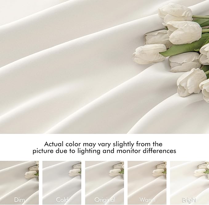 MIULEE Ivory Back Tab Blackout Curtains 84 Inch Length 2 Panels Set for Living Room Bedroom Privacy, Rod Pocket/Pinch Pleat Thermal Insulated Room Darkening Pleated Light Blocking Drapes