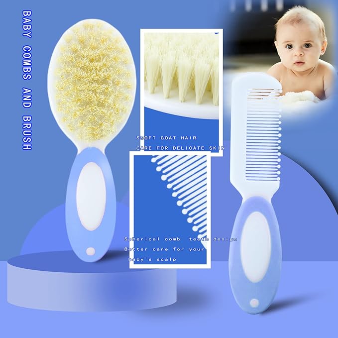 Baby Care Kits,Baby Grooming Kit,10 in 1 Newborn Essentials Must Haves,Baby Nail Clippers Baby Brush Baby Comb Earpick Nose Cleaning Tool Baby Nail File Nursing Baby Kit （Blue）