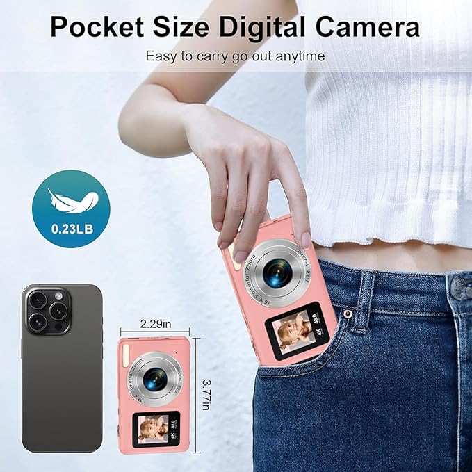 Digital Camera,Autofocus 4K Vlogging Camera for Photography with 32GB Card,48MP Portable Compact Point and Shoot Kids Digital Cameras for Kids Boys Girls with 18X Zoom,Anti-Shake
