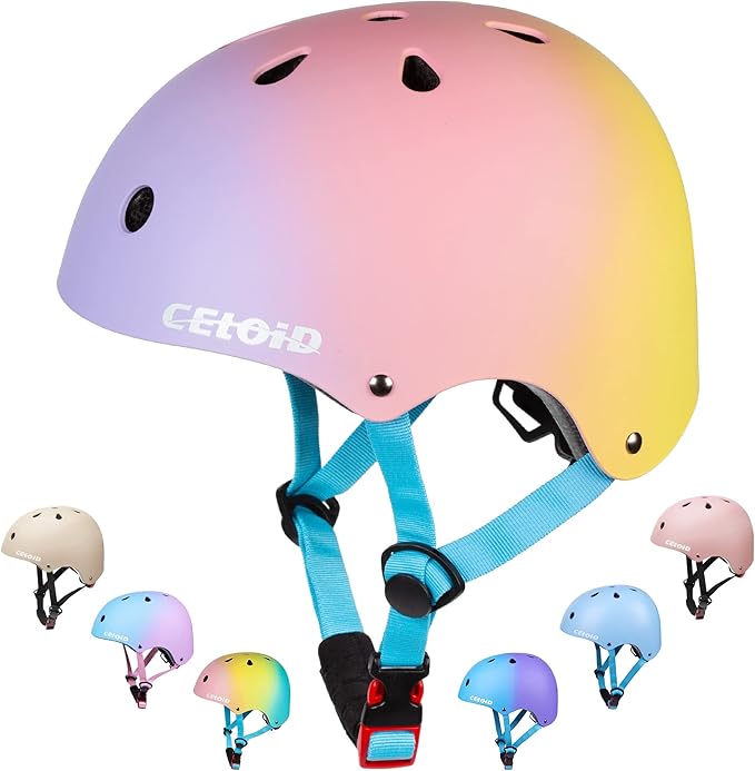 Kids Bike Helmet,Toddler Skateboard Helmets for Ages 2-3-5-8-14 Years Boys Girls，Adjustable Multi-Sport Bicycle Skateboarding Football Roller Skating Scooter Rollerblade Balance Bike Helmet