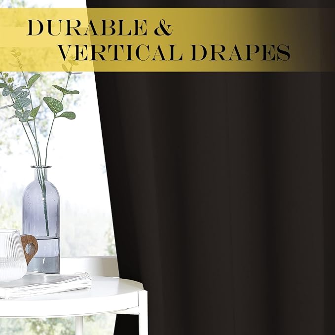 NICETOWN Patio Blackout Curtain Panels - Thermal Insulated Grommet Blackout Drapes Light Blinds Room Darkening Window Treatments for Villa/Cottage (2 Panels, W80 x L95, Toffee Brown)