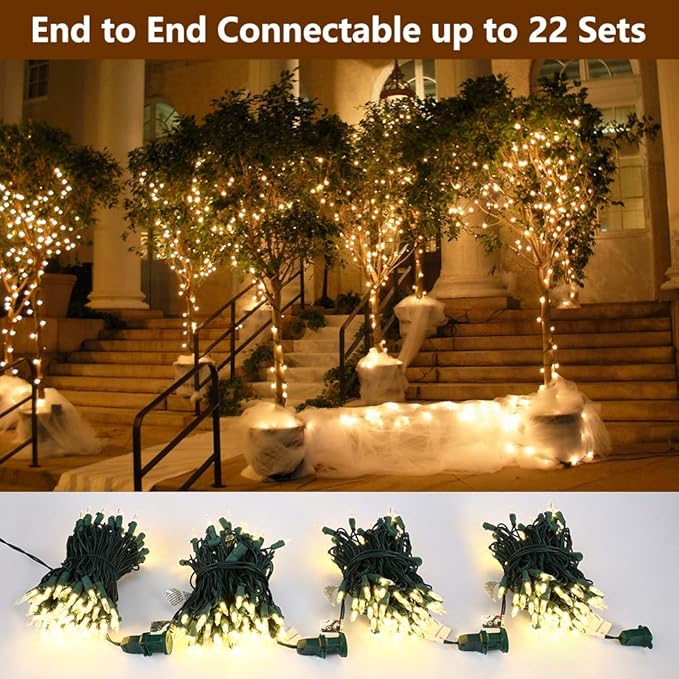 Brizled Christmas Lights Warm White, 2 Pack 33ft 100 LED Christmas String Lights, 120V UL Certified Connectable Xmas Tree Lighting Mini Xmas Light Set for Holiday Tree Home Party Indoor Outdoor Decor