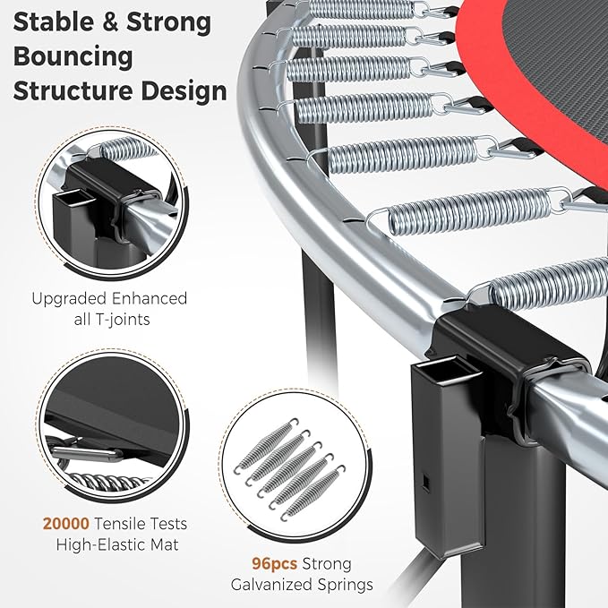 Tatub Large Trampolines Outdoor 10 12 14 15 16FT for Kids and Adults,Outdoor Recreational Pumpkin Trampolines with Curved Poles and Safety Enclosure Net, Basketball Hoop, Ladder