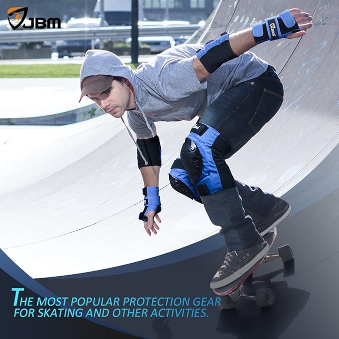 JBM Adult & Kids Knee Pads Elbow Pads and Wrist Guards for Inline Skating, Roller Skating, Skateboarding, Scootering