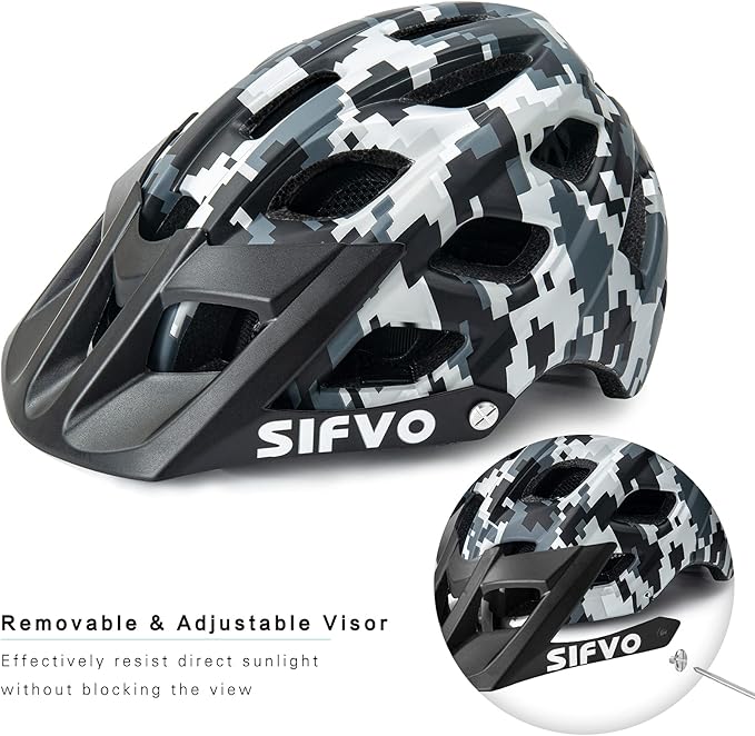 Kids Bike Helmet, SIFVO Kids Helmet 8+ Boys and Girls Bike Helmet with Cool Visor, Bike Helmets for Kids, Youth Bike Helmet Kids Mountain Bike Helmet Lightweight and Sturdy【55-58cm】