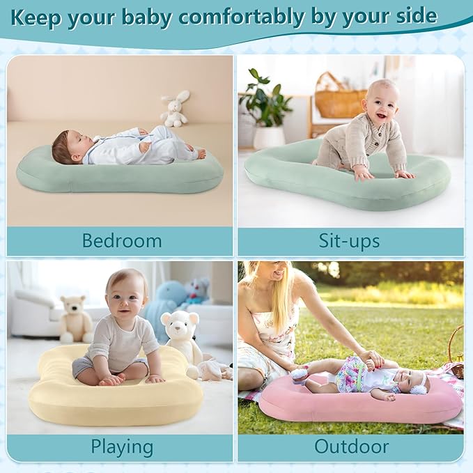 Baby Lounger Pillow, Infant Lounger for 0-24 Months, Soft Cotton and Portable Baby Lounger for Home (Pink)