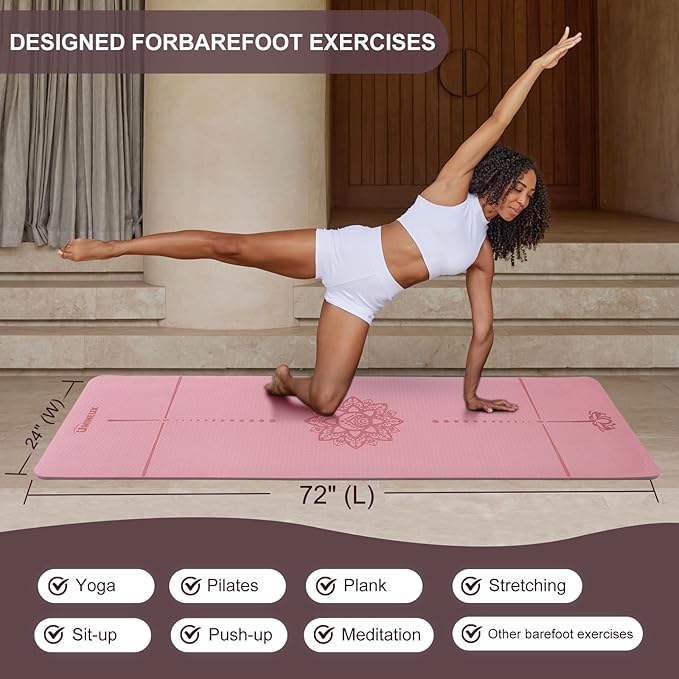 UMINEUX Yoga Mat Extra Thick 1/3'' & 2/5" Non Slip Yoga Mats for Women Eco Friendly TPE Fitness Exercise Mat with Carrying Sling & Storage Bag