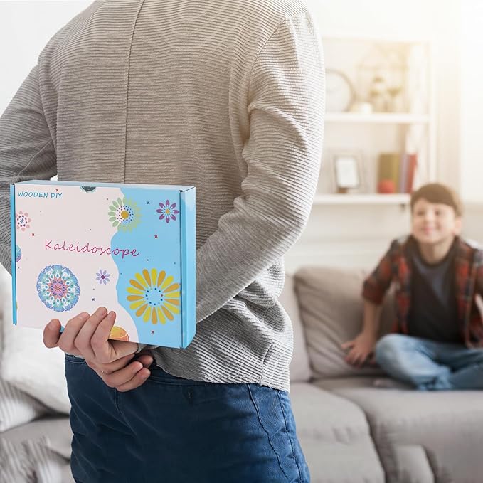 2PCS Natural DIY Kaleidoscope Kit, New Wooden Magic Rotating Kaleidoscope Making Set for Nature Lovers, Best Gift, Outdoor Classic Handmade Education Toys