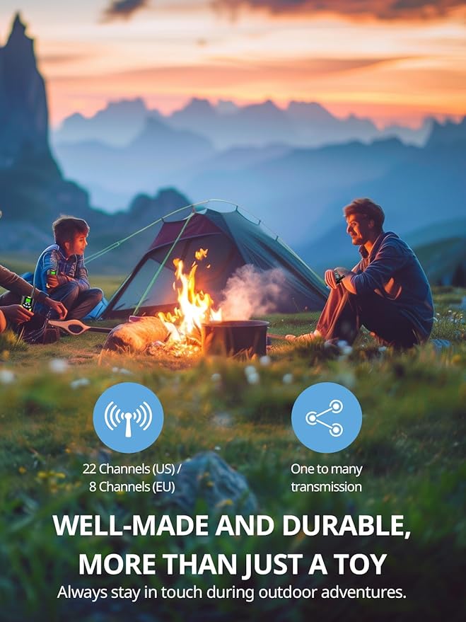 Walkie Talkies for Kids Rechargeable,Toys for Boys and Girls Ages 3-12, 3 Pack Long Range 2-Way Radios, Birthday Gifts,Christmas Stockings, Outdoor Play, Family Games, Hiking Camping Gear