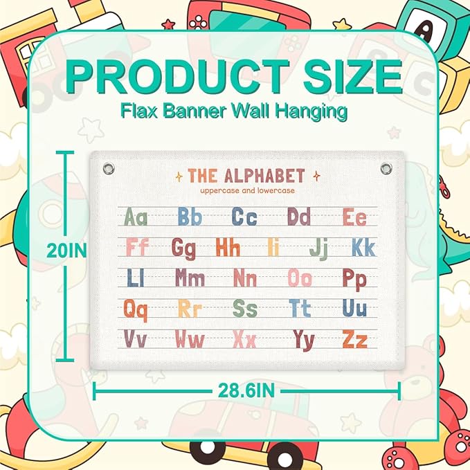 Alphabet Banner Playroom Decor Wall Hanging, Playroom Wall Decor Banner Flag, ABC Chart for Wall for Toddlers, Wall Flag Nursery Bedroom Toddler Room Decor Classroom Decorations, Banner for Room