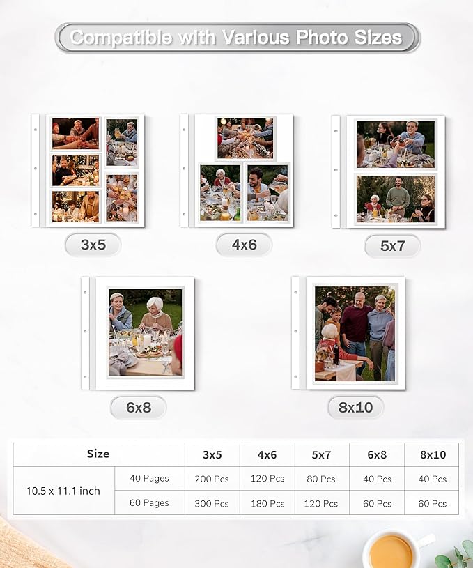 Popotop Photo Album Self Adhesive Scrapbook Album for 4x6 5x7 8x10 Pictures DIY Photo Book as Scrapbooking Supplies Kits, Birthday Gifts for Women Mom Wedding Baby Family Travel