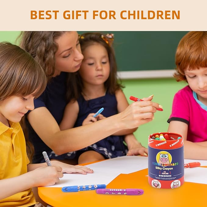 Lebze Jumbo Crayons for Toddlers, 6 Colors Washable Crayons, Easy to Hold Silky Large Crayon for Babies and Children, Safe Non Toxic