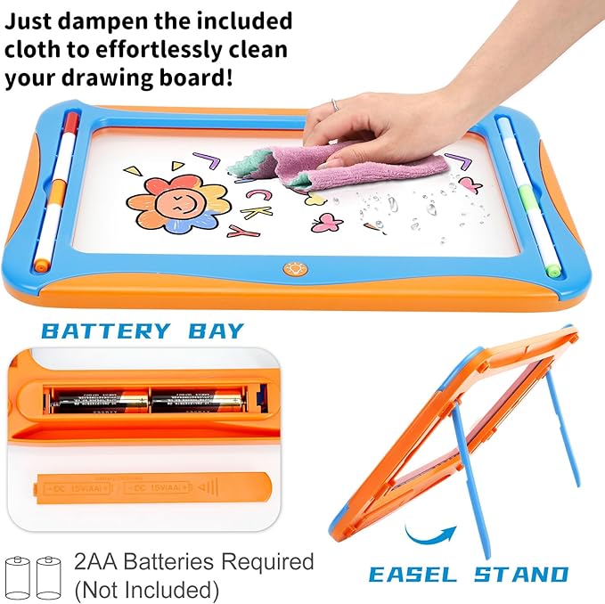 Magic LED Drawing Board for Kids, Toys for Boys Ages 5-7, Light Up Tracing Pad with 9 Double-Sided Cards, 6 Washable Pens, Glow Up Toys for Kids 4-6 Year Old Christmas Birthday Gifts