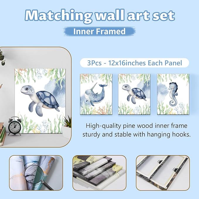 Personalized Baby Crib Bedding Set, 5 Pcs Custom Name Baby Bedding Set, Double Layer Nursery Bedding Set, Ocean Animal Baby Crib Set for Girls Boys, Gift for Toddler Infant Baby New Parents