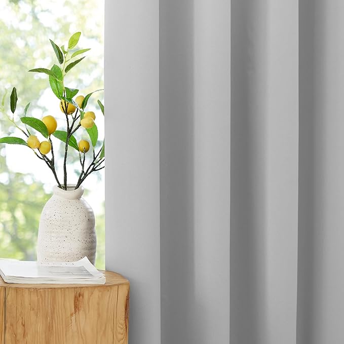 NICETOWN 100% Travel Blackout Curtains for Baby, Grommet Thermal Insulated Energy Saving Window Treatments Lightweight & Easy to Install for Bedroom, W52 x L84, Off White, 2 Panels